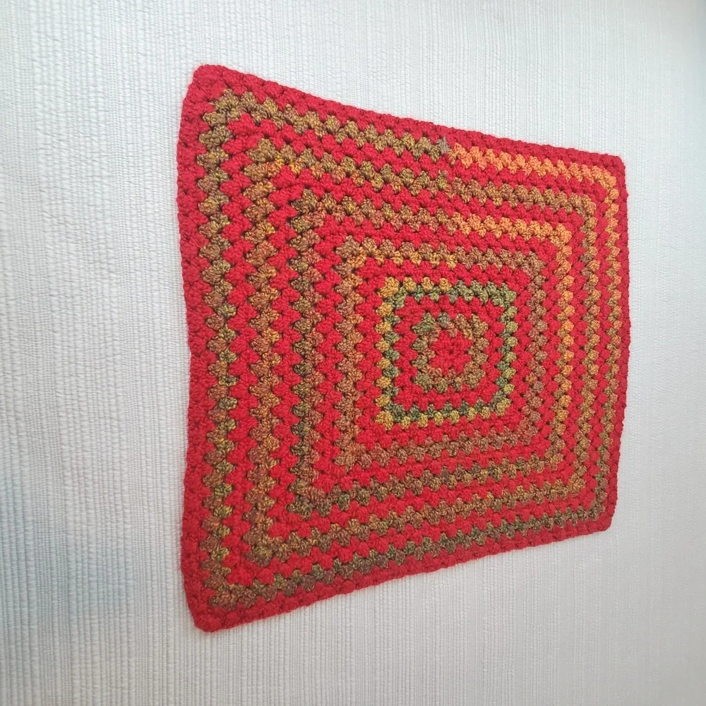 Handmade Granny Square Baby Blanket Unisex 30x30 Red Multi Excellent Crochet